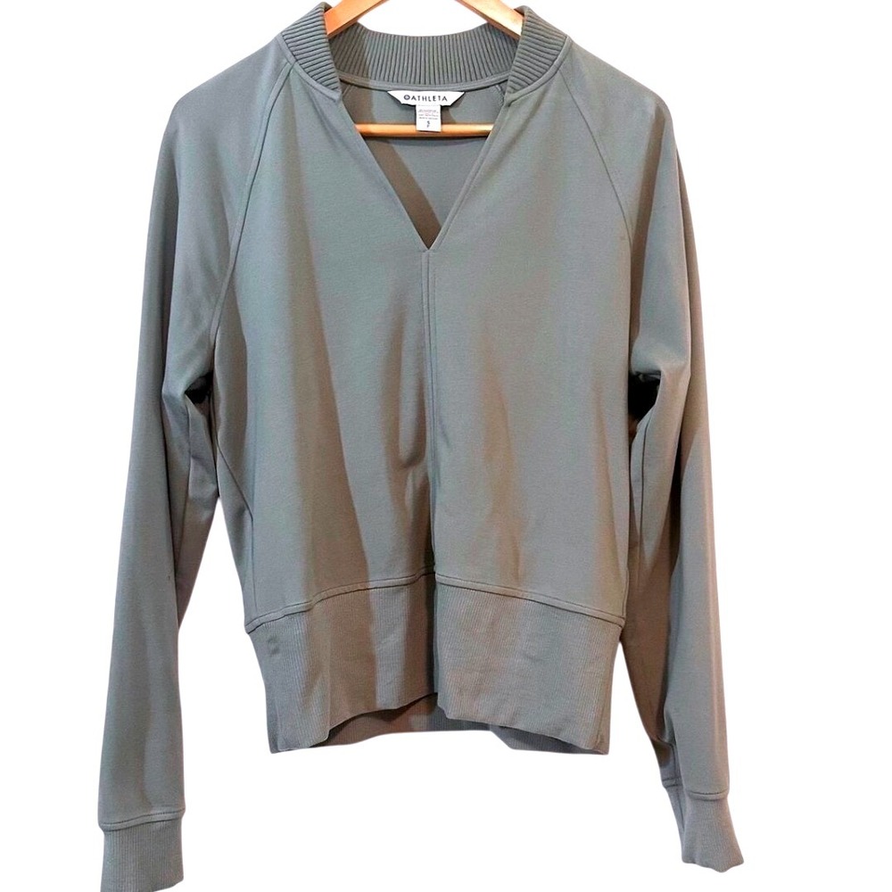 Athleta Eastbound Women's Sage Sweatshirt Long Sleeve‎ Ribbed Collar Size S